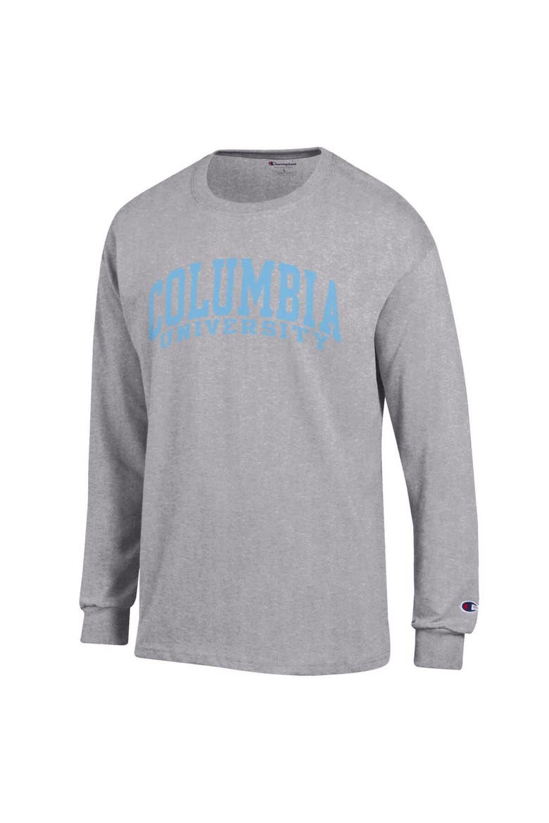 Men's Champion  Heather Gray Columbia University Basic Arch Long Sleeve T-Shirt, Alternate, color, Heather Gray