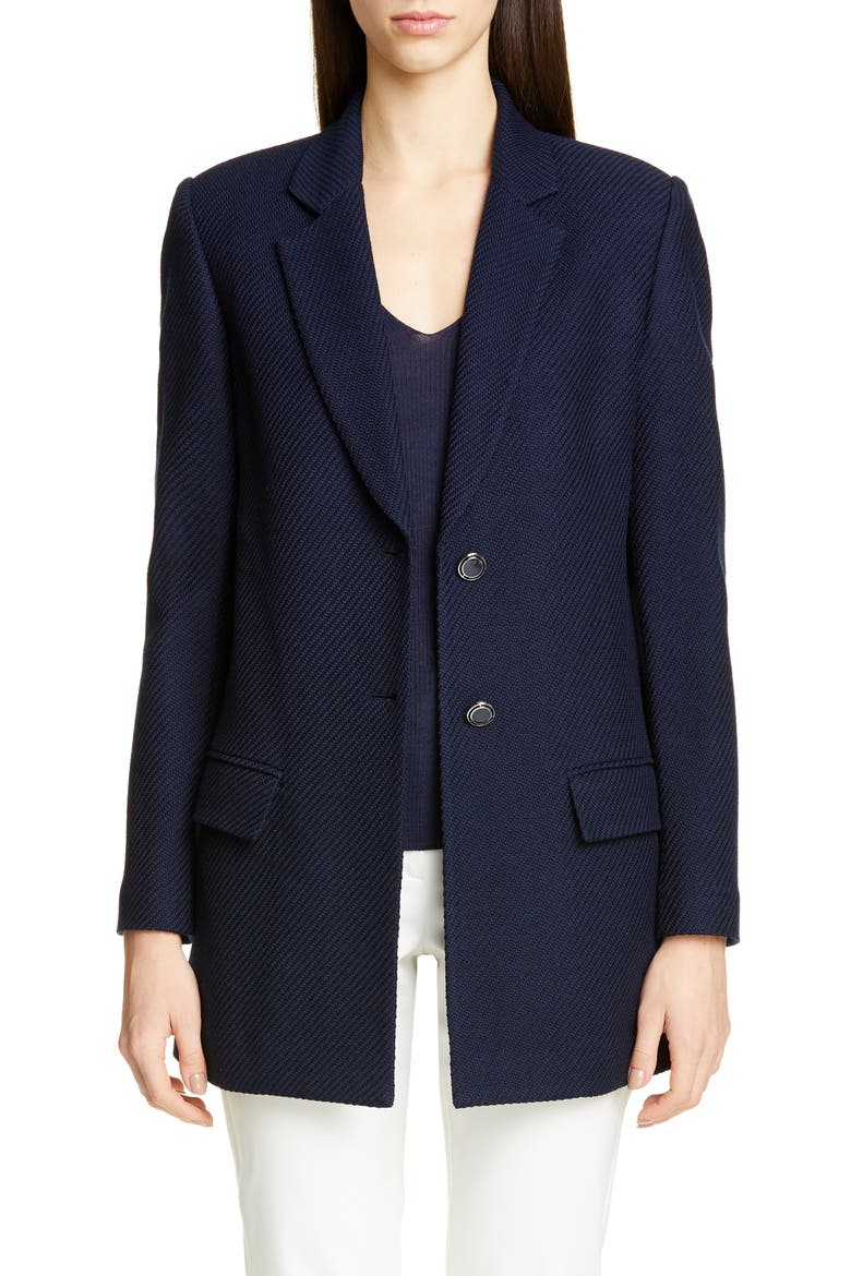 Sarga Knit Twill Jacket, Main, color, NAVY