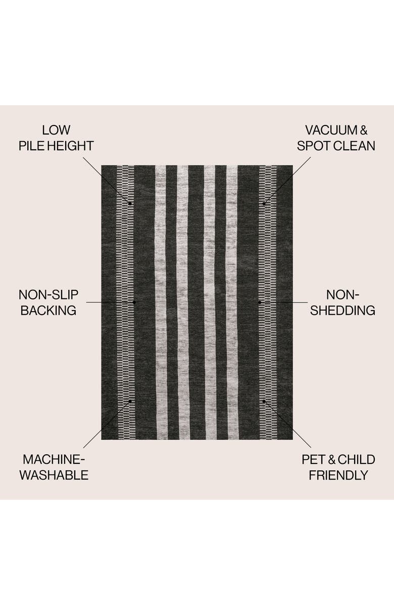 JONATHAN Y Vichy Geometric Striped Machine-Washable Area Rug, Alternate, color, Black/Ivory