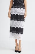 Carolina Herrera Layered Lace Pencil Skirt