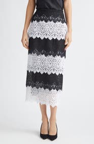 Carolina Herrera Layered Lace Pencil Skirt