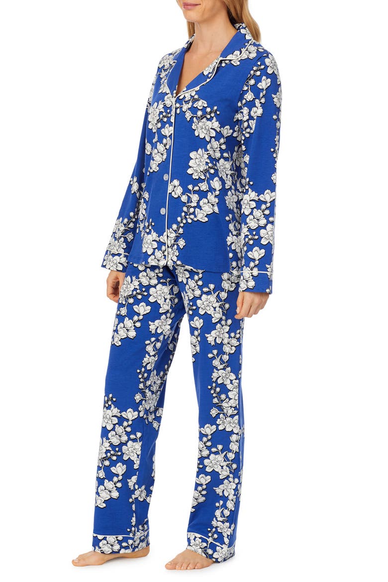 Navy Shadow Blossom Organic Cotton Classic Pajamas, Alternate, color, NAVY SHADOW BLOSSOM