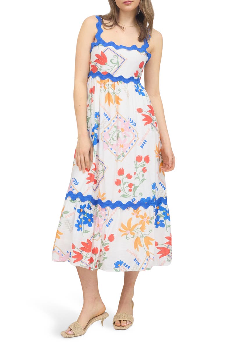 Blu Pepper Floral Print Midi Dress, Main, color, 