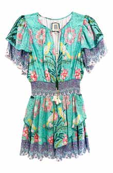 ALICIA BELL Julie Print Cotton & Silk Cover-Up Minidress