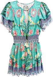 ALICIA BELL Julie Print Cotton & Silk Cover-Up Minidress