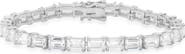 Queen Jewels Sterling Silver Emerald Cut CZ Tennis Bracelet
