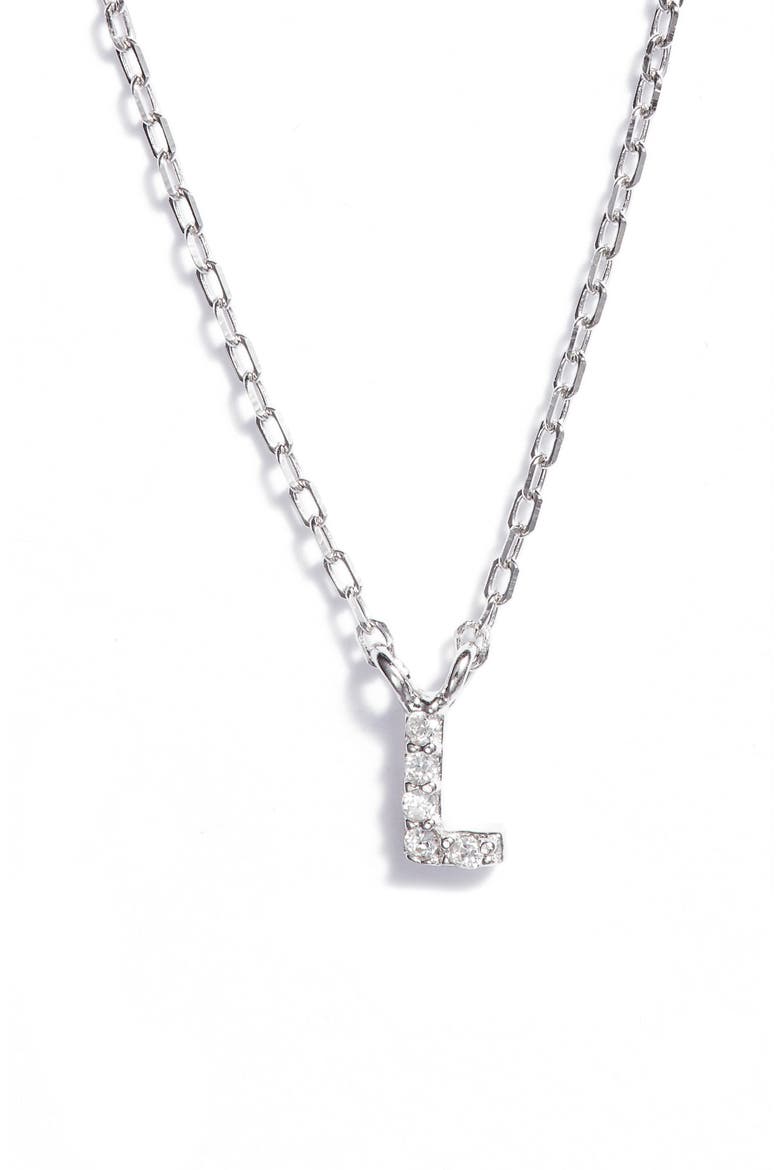 Pavé Itty Bitty Initial Pendant, Main, color, SILVER L