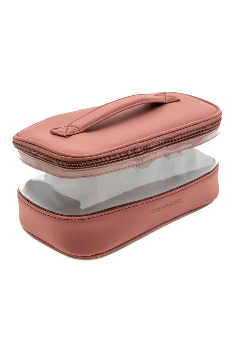 Medium Clear Train Zip Case, Alternate, color, DESERT ROSE