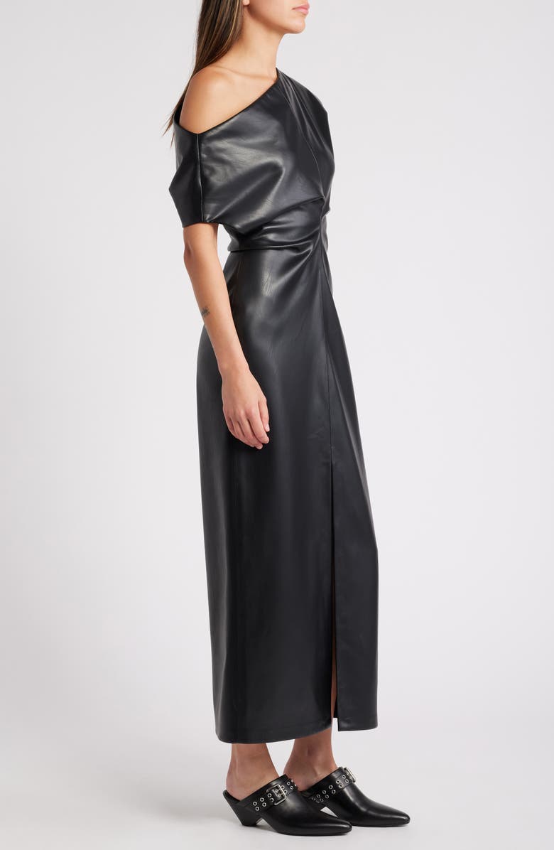 rag & bone Eleanor Faux Leather Dress, Alternate, color, Black