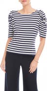 FIFTEEN TWENTY Marni Stripe Ruched Sleeve Rib Top