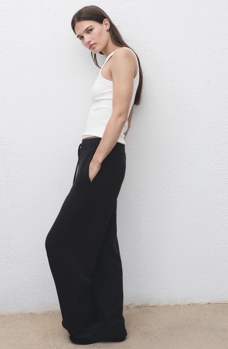 MANGO Drawstring Straight Leg Pants, Alternate, color, Black