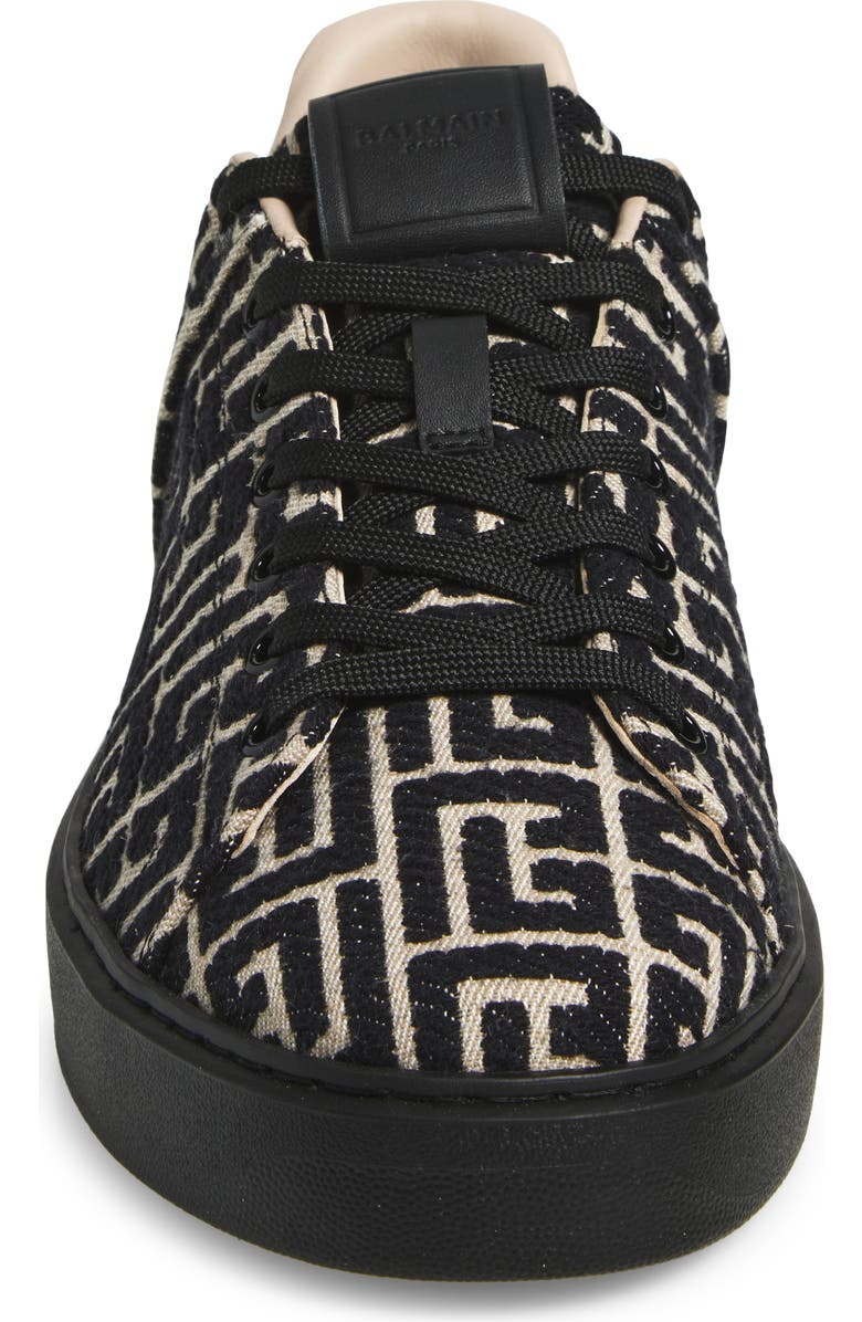 Balmain B-Court Monogram Jacquard Low Top Sneaker, Alternate, color, Edk Black/ Ivory