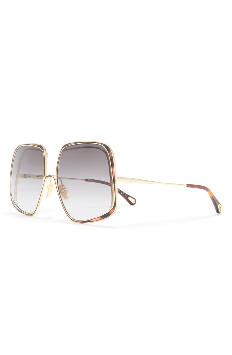 Chloé 62mm Square Sunglasses, Alternate, color, Gold Gold Grey
