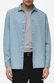 MANGO Denim Button-Up Shirt