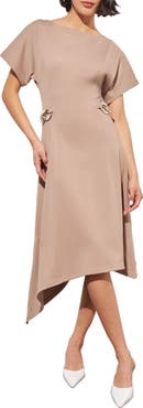 Ming Wang Asymmetric Midi Dress