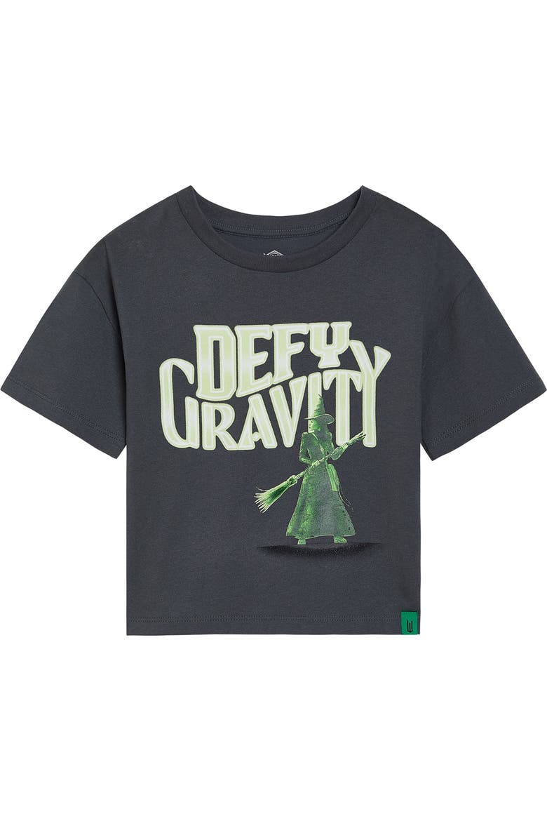 Cropped Drop Shoulder T-Shirt, Main, color, Charcoal Elphaba