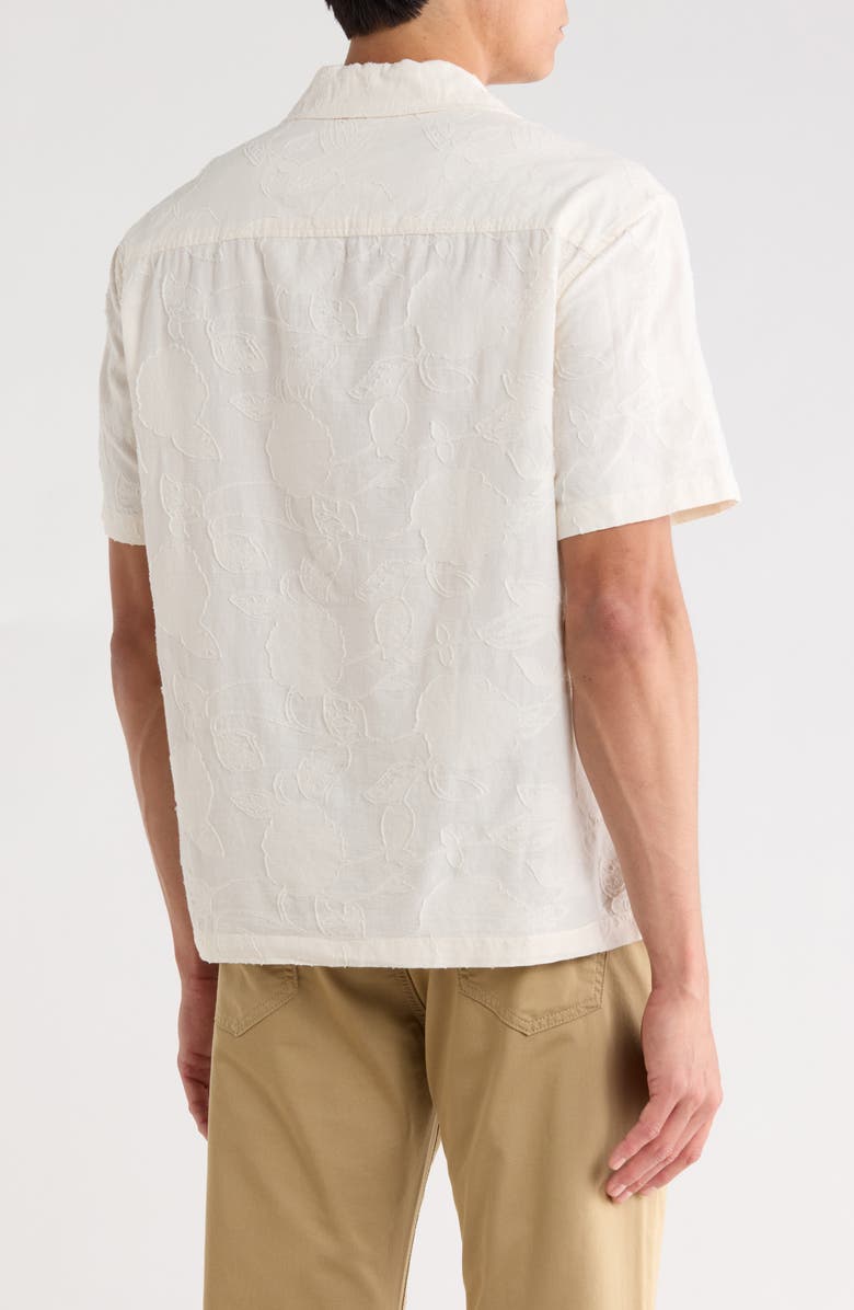 DENIM AND FLOWER Textured Camp Floral Shirt, Alternate, color, Off White