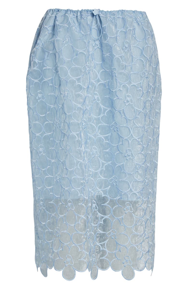 Cecilie Bahnsen Bria Floral Embroidered Organza Midi Skirt, Main, color, Light Blue Felicia Embroidery