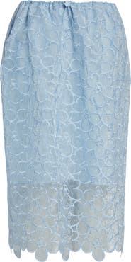 Cecilie Bahnsen Bria Floral Embroidered Organza Midi Skirt