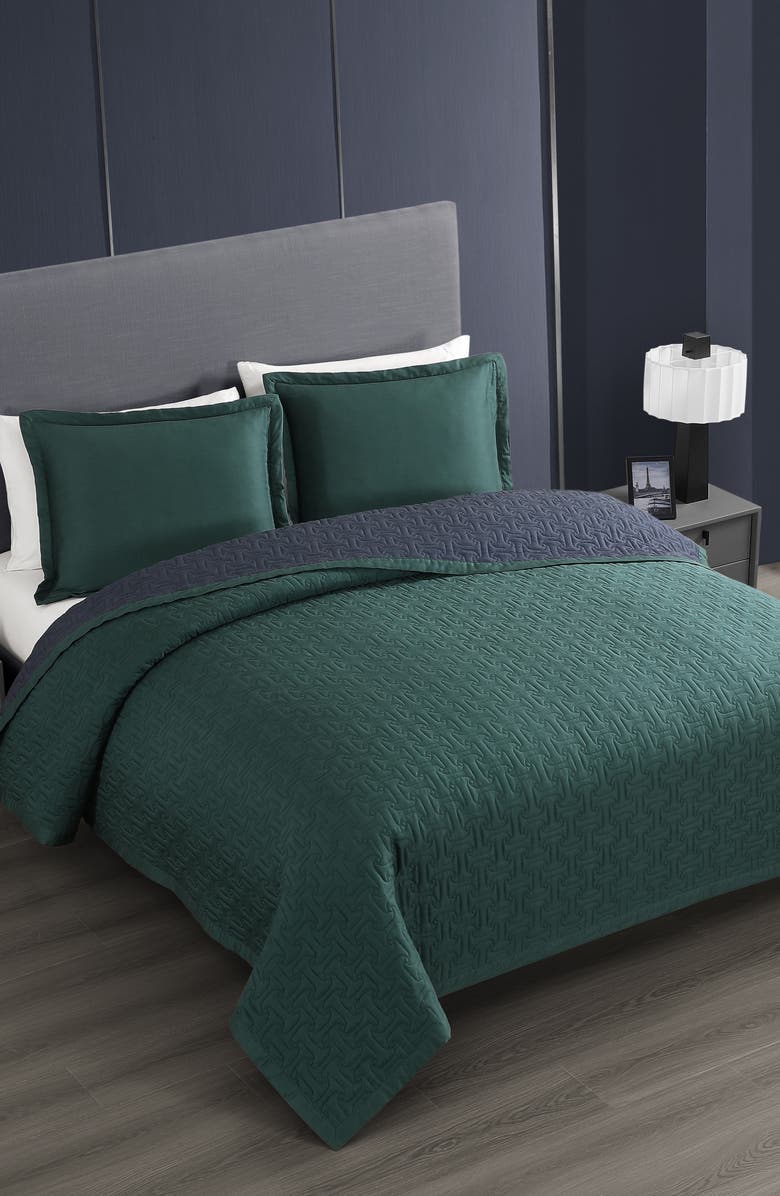 Bebejan 3-Piece Reversible Quilted Coverlet Set, Alternate, color, Navy