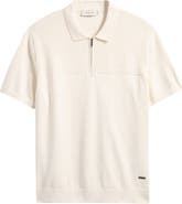 Bugatchi Quarter Zip Cotton Blend Polo Sweater