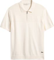 Bugatchi Quarter Zip Cotton Blend Polo Sweater