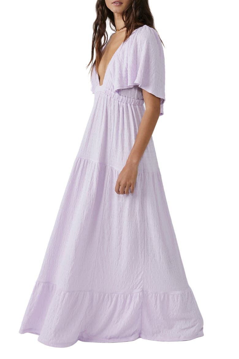 free-est La La Tiered Flutter Sleeve Maxi Dress, Alternate, color, FROST LAVENDER