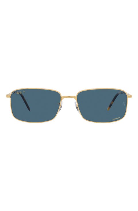 57mm Polarized Rectangular Sunglasses