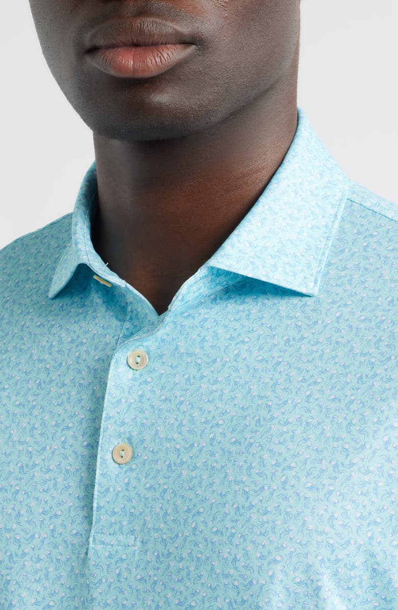 Peter Millar Jellyfish Print Performance Jersey Polo, Alternate, color, Clearwater