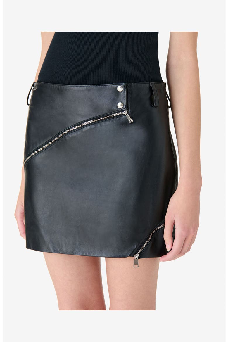 Marinar Leather Skirt, Alternate, color, Black