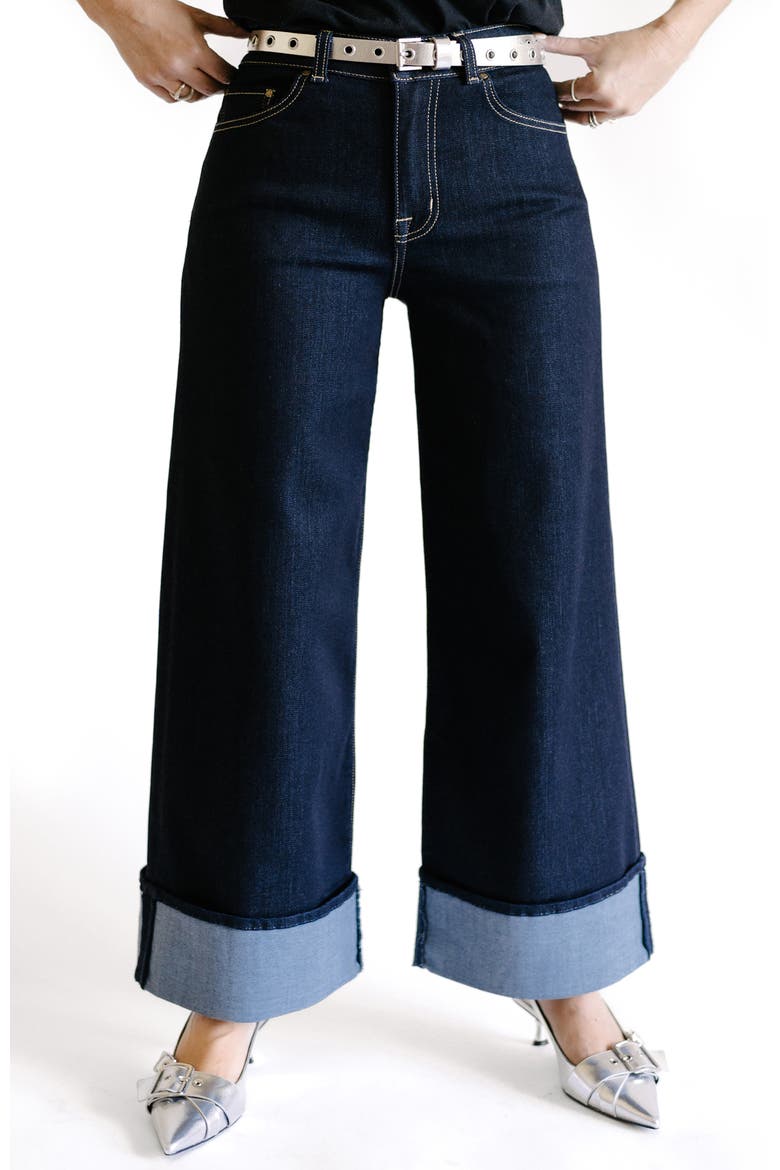 x @closetchoreography  The Base Wide Cuffed  Leg Jeans, Main, color, rinse wash
