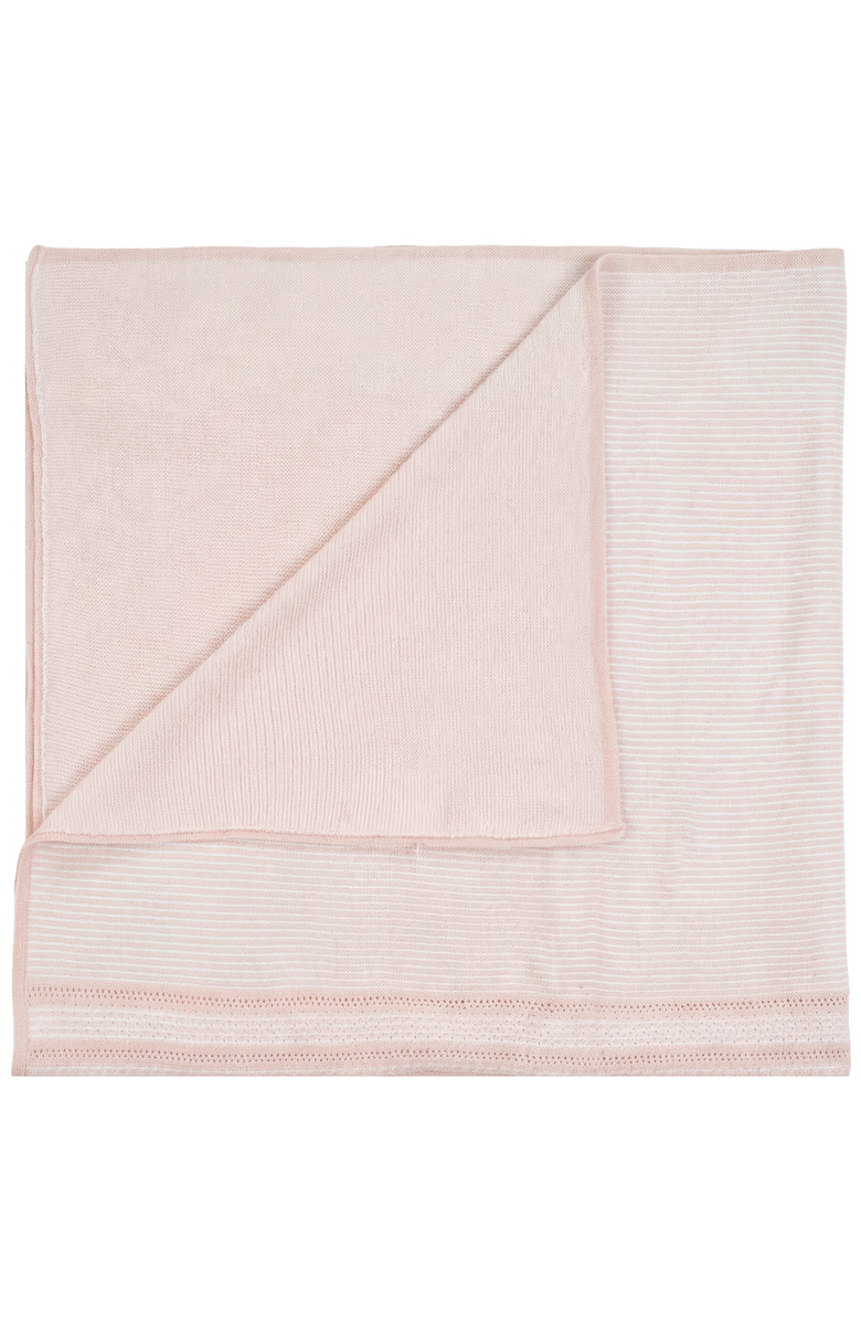 Bebe Bella Striped Pointelle Knit Blanket, Main, color, White