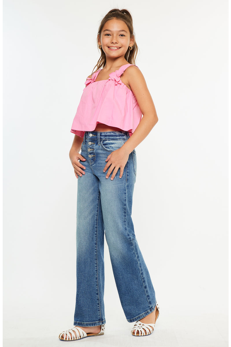 Celine High Rise Kids 90s Flare Jeans, Alternate, color, Medium Wash