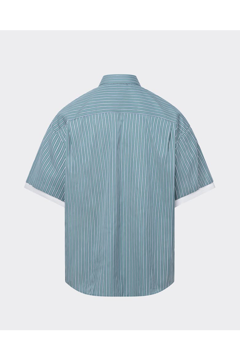 Double Short Sleeve Button Down Shirt, Alternate, color, Office Green