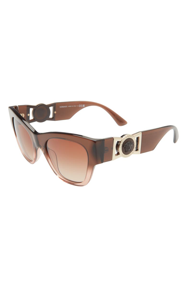 Versace 52mm Cat Eye Sunglasses, Alternate, color, Transparent Brown