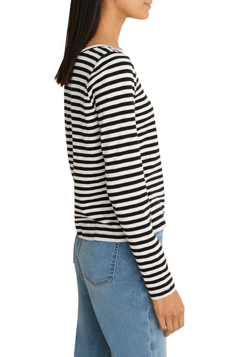 Cape Stripe Rib Cotton Blend Boat Neck T-Shirt, Alternate, color, BLACK MULTI