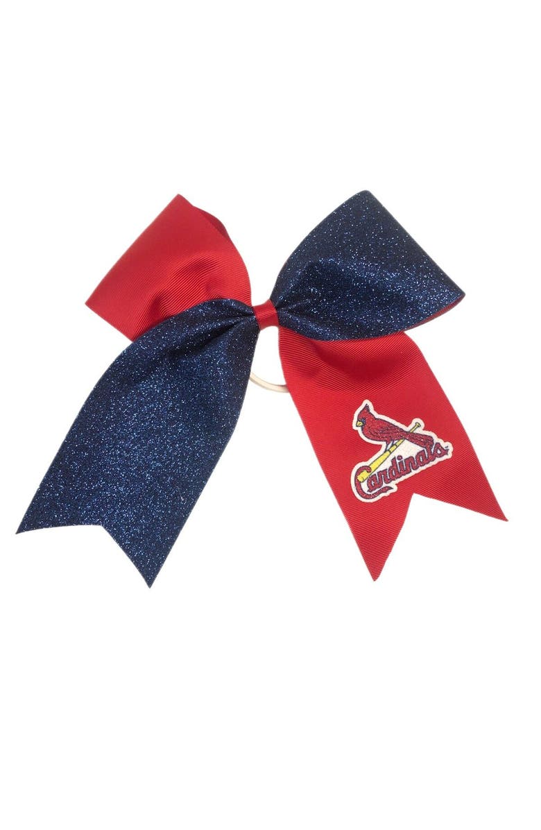 USA LICENSED BOWS St. Louis Cardinals Jumbo Glitter Bow with Ponytail Holder, Main, color, 