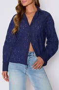 VICI Collection Garden Stroll Floral Eyelet Button-Up Shirt