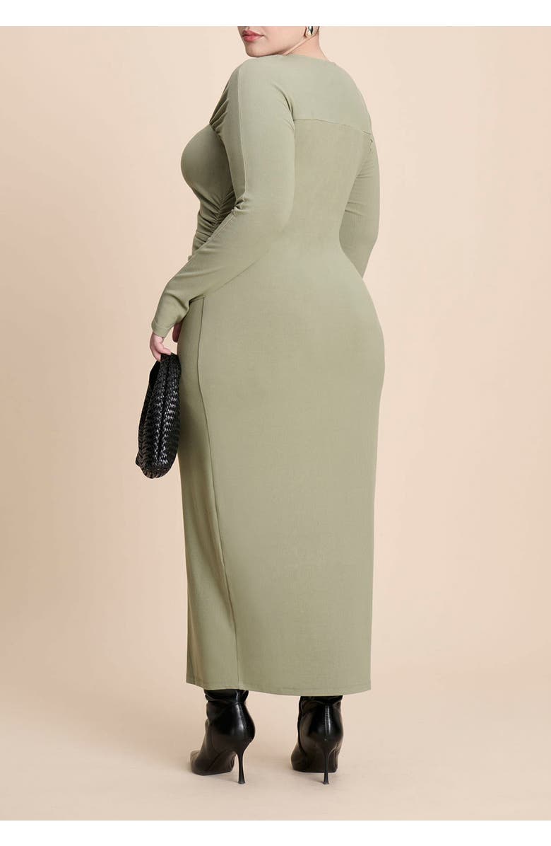 ELOQUII Zipper Front Maxi Dress, Alternate, color, Oil Green