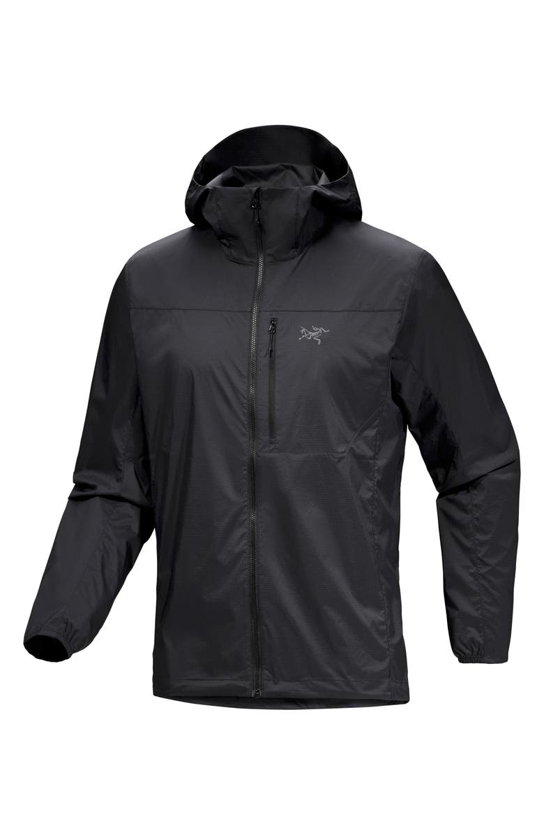 Arc'teryx Squamish Water Repellent Nylon Ripstop Hooded Jacket, Main, color, Black