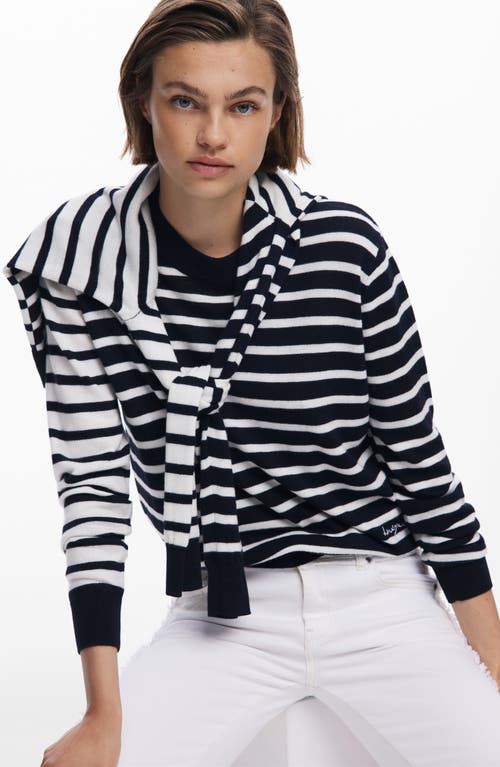 Desigual Blocked Stripe Crewneck Sweater In Black