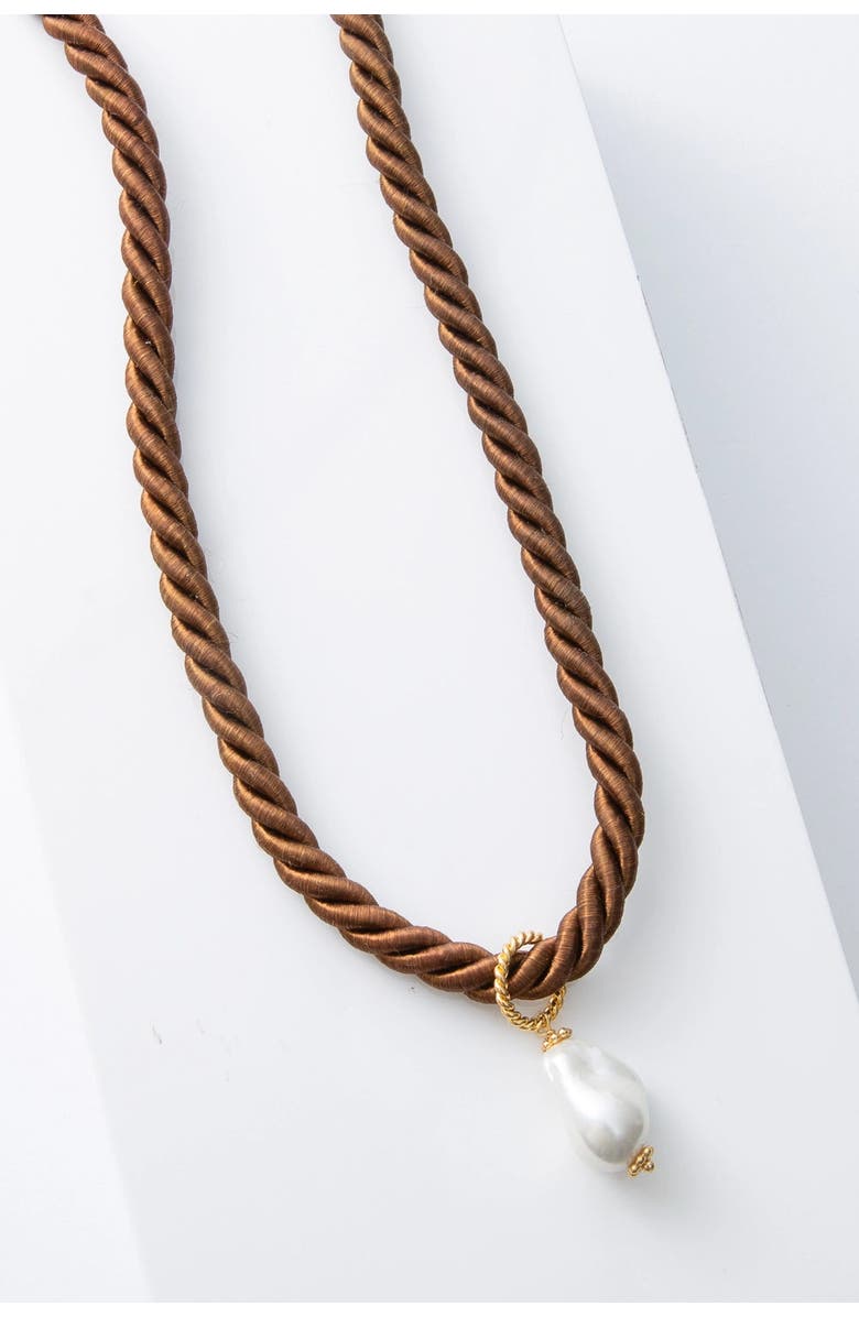 Noonday Collection Baroque Corded Pendant, Main, color, Brown