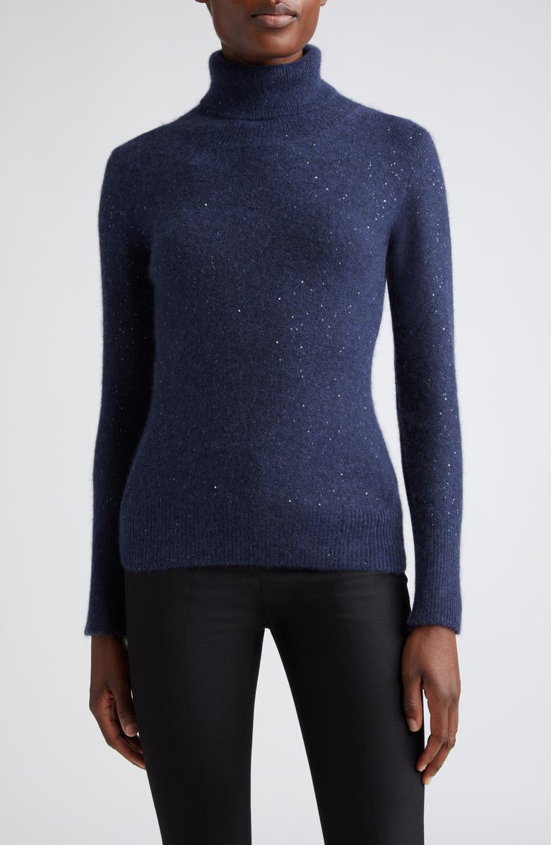 Fabiana Filippi Sequin Merino Wool & Silk Blend Turtleneck Sweater, Main, color,