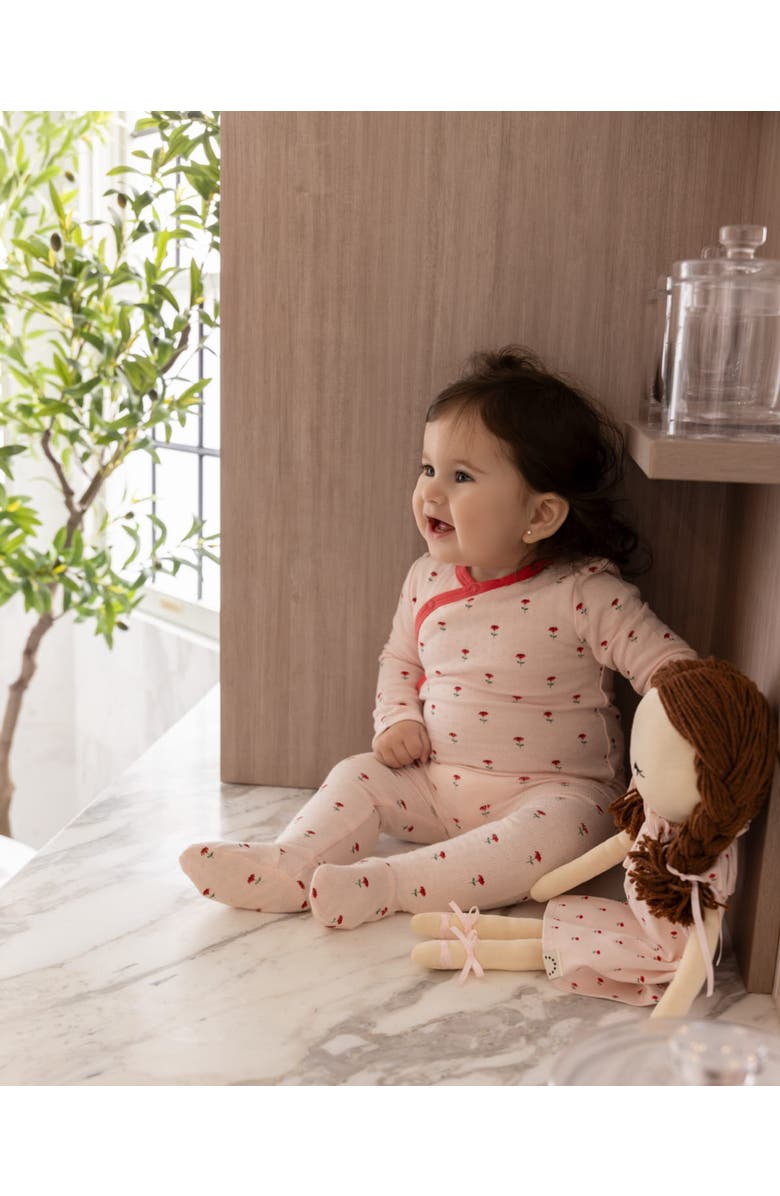 MiniMoi Baby Floral Pointelle Footie, Alternate, color, Pink