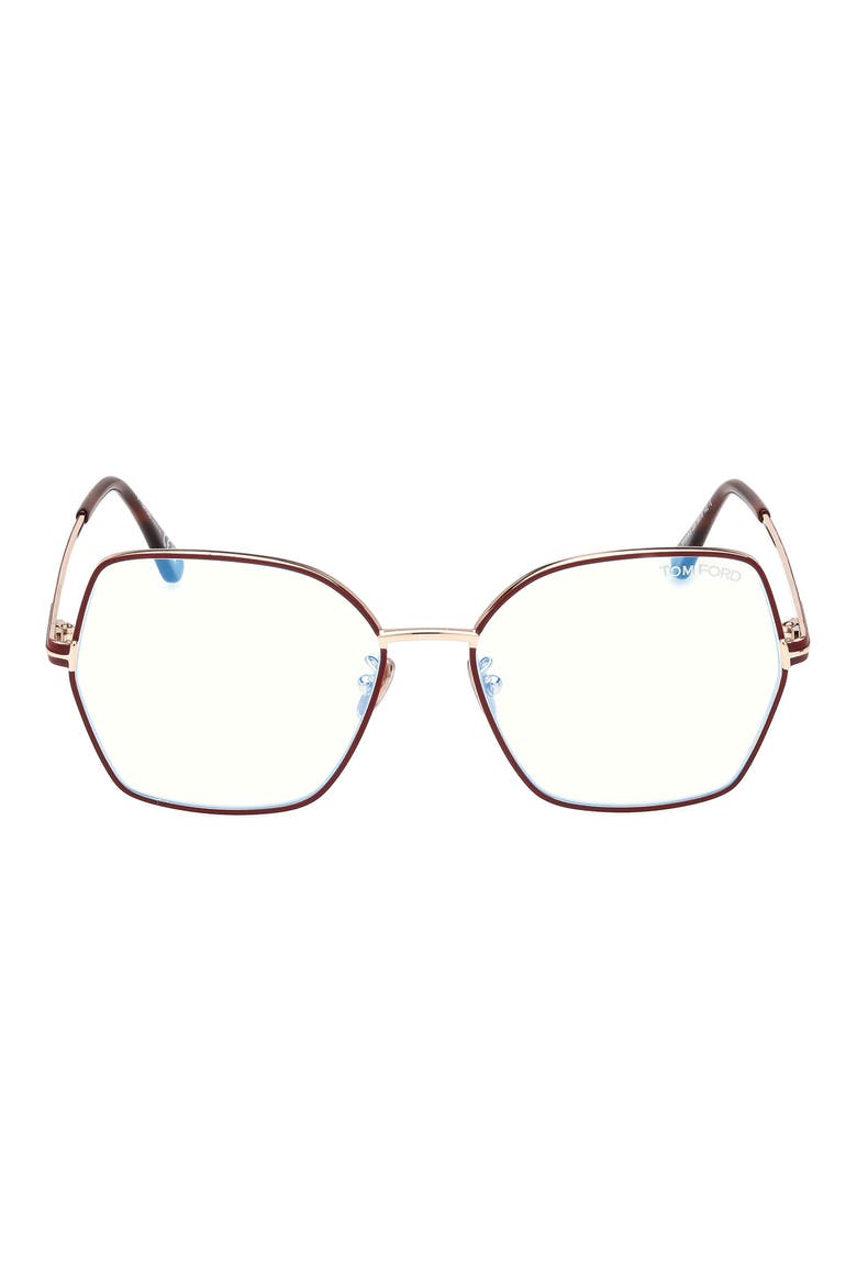 56mm Butterfly Blue Light Blocking Glasses, Main, color, SHINY ROSE GOLD