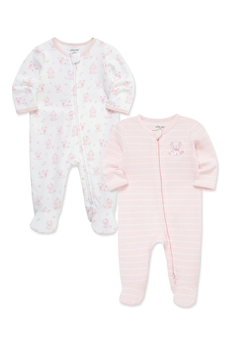 Puppies 2-Pack Organic Cotton Footies, Alternate, color, PINK