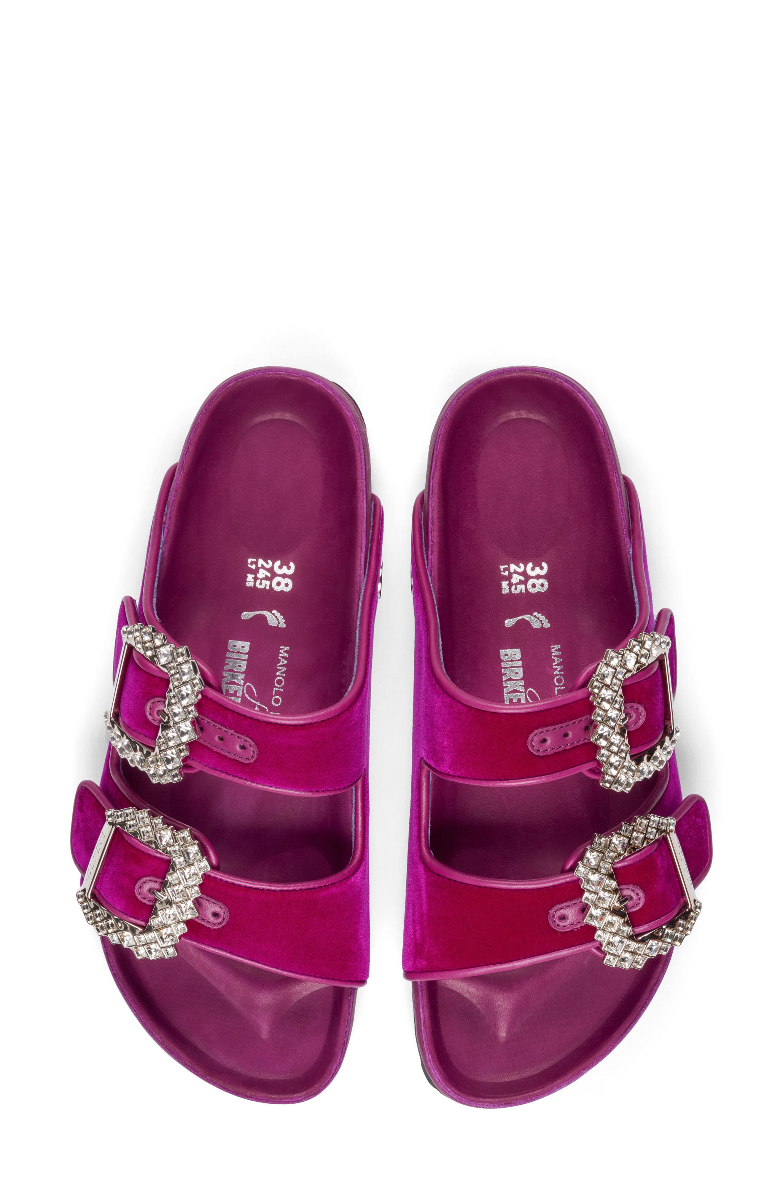 BIRKENSTOCK X MANOLO Blahnik Arizona Crystal Buckle Slide Sandal, Alternate, color, 