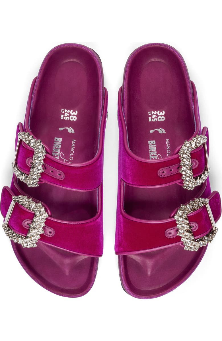 BIRKENSTOCK X MANOLO Blahnik Arizona Crystal Buckle Slide Sandal, Alternate, color,