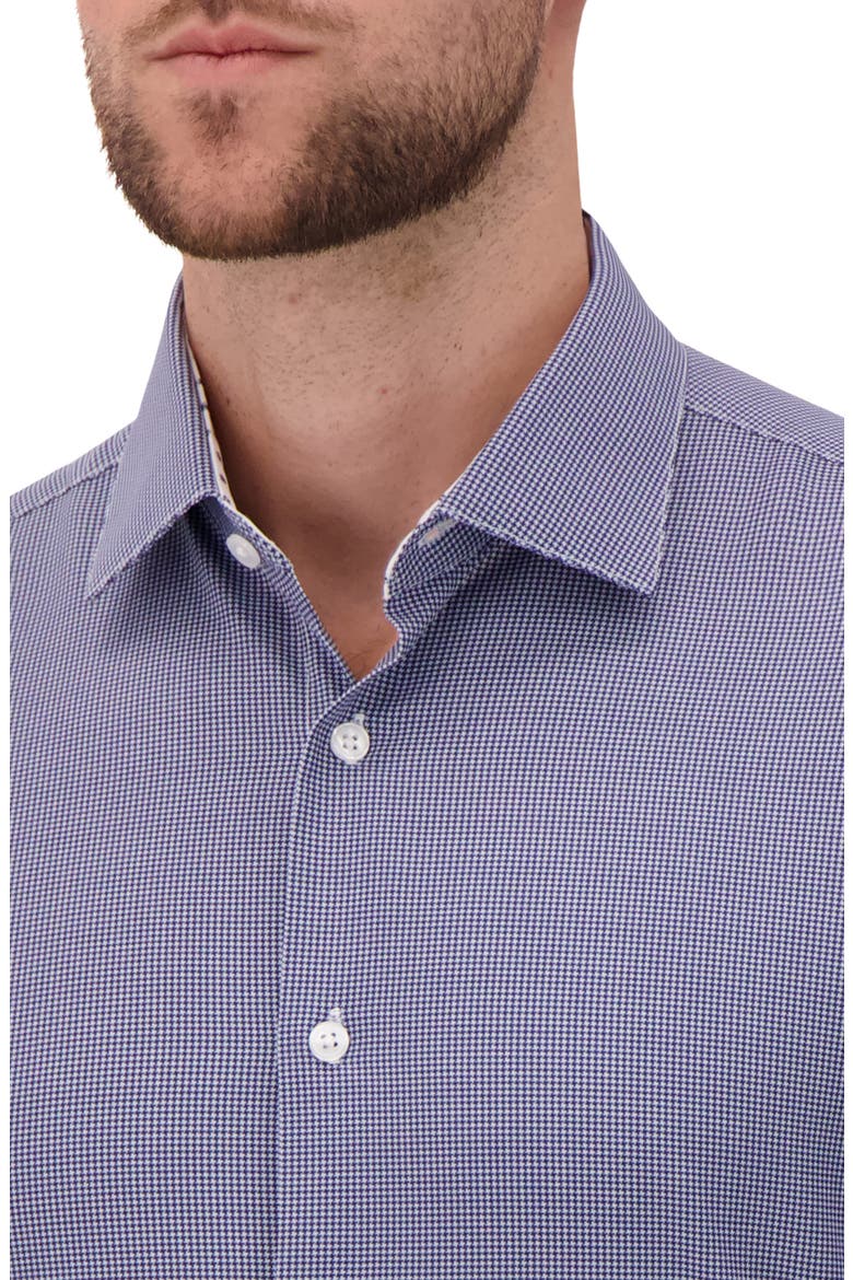 Slim Fit Houndstooth 4-Way Stretch Button-Up Shirt, Alternate, color, NAVY