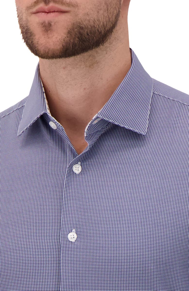 Report Collection Slim Fit Houndstooth 4-Way Stretch Button-Up Shirt, Alternate, color, Navy